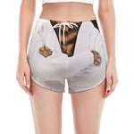 Karate Cat Print Women's Split Running Shorts