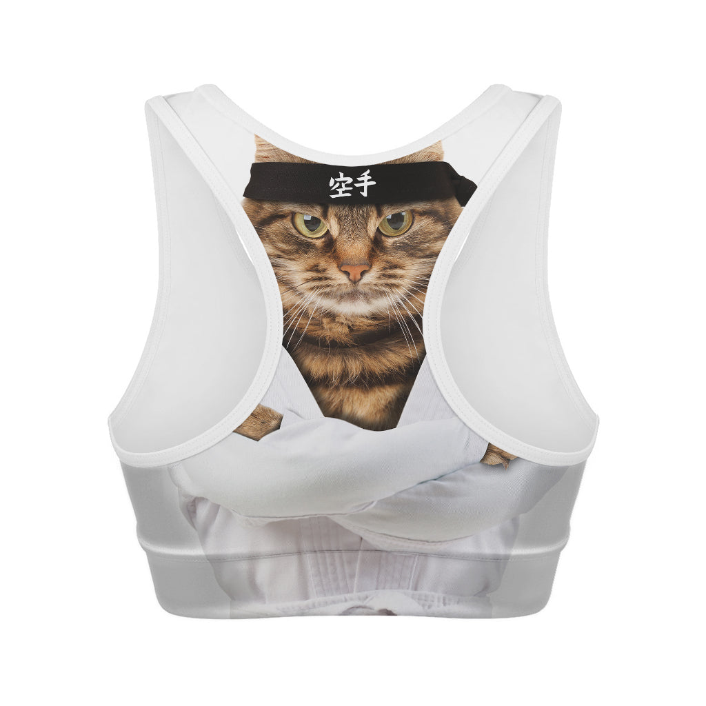 Karate Cat Print Women's Sports Bra