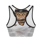 Karate Cat Print Women's Sports Bra
