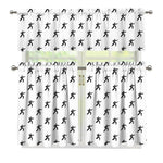 Karate Fighter Pattern Print 3 Piece Kitchen Curtains
