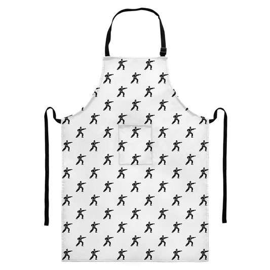Karate Fighter Pattern Print Bib Apron With Pocket