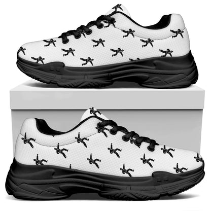 Karate Fighter Pattern Print Black Chunky Shoes