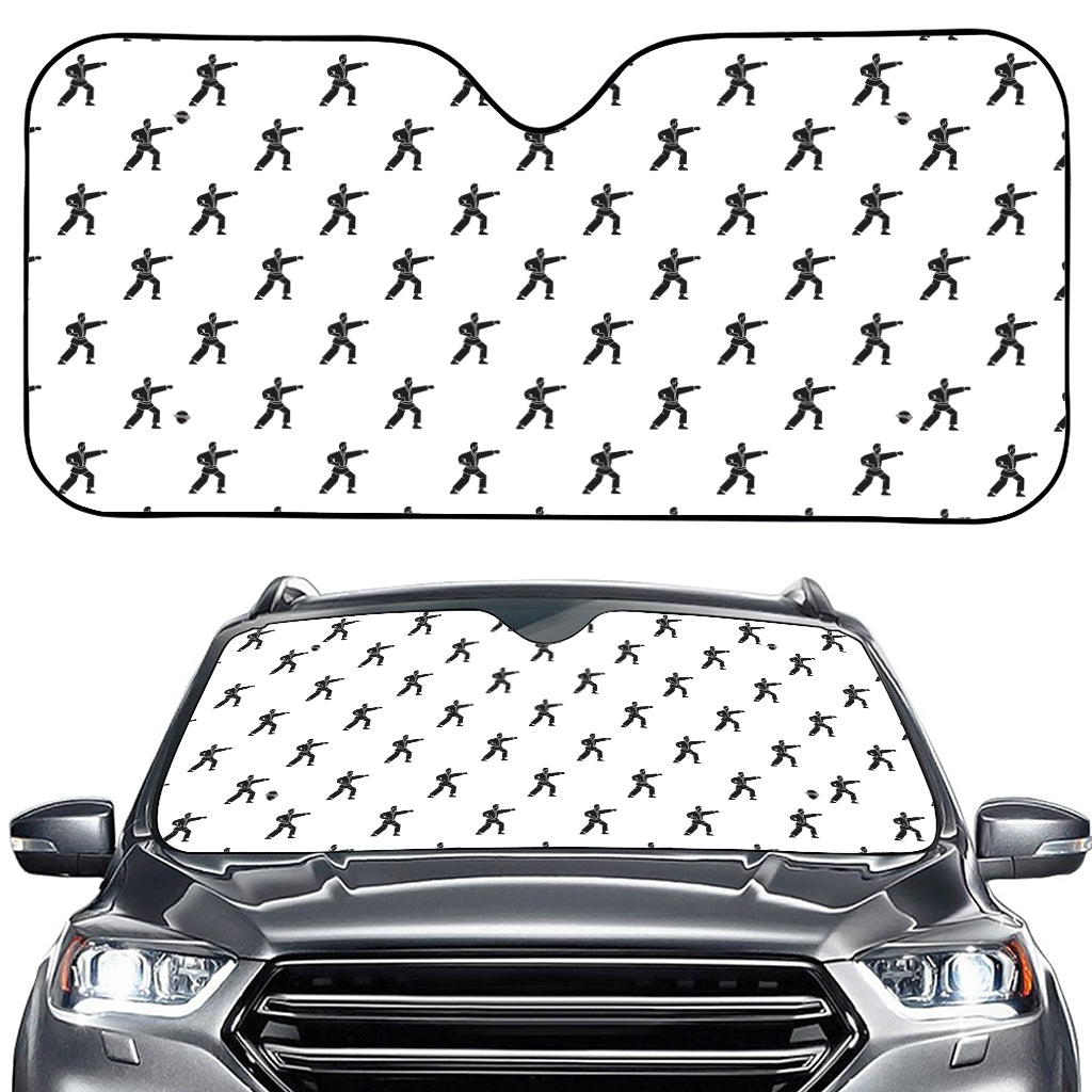 Karate Fighter Pattern Print Car Windshield Sun Shade