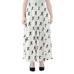 Karate Fighter Pattern Print Chiffon Maxi Skirt