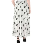 Karate Fighter Pattern Print Chiffon Maxi Skirt