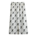 Karate Fighter Pattern Print Cotton Front Slit Maxi Skirt