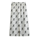 Karate Fighter Pattern Print Cotton Front Slit Maxi Skirt