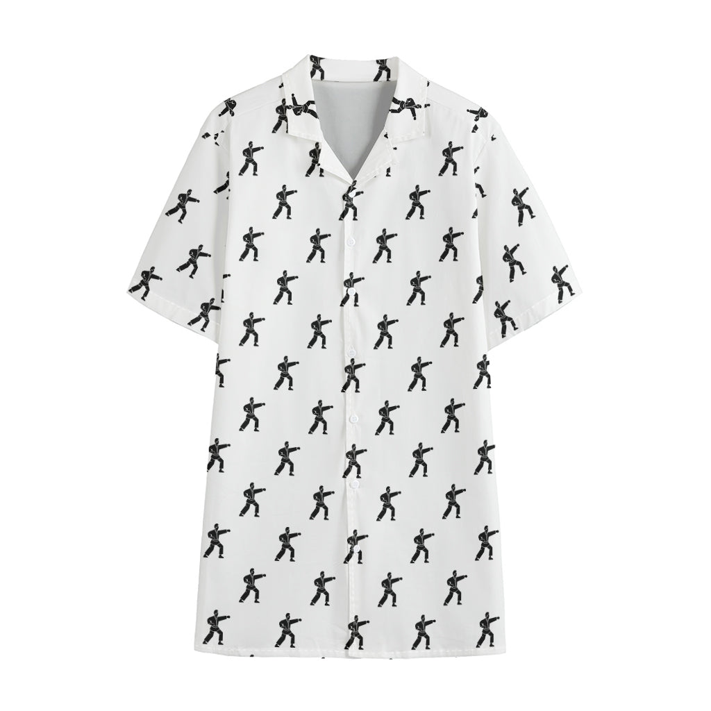 Karate Fighter Pattern Print Cotton Hawaiian Shirt
