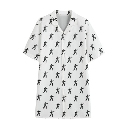 Karate Fighter Pattern Print Cotton Hawaiian Shirt