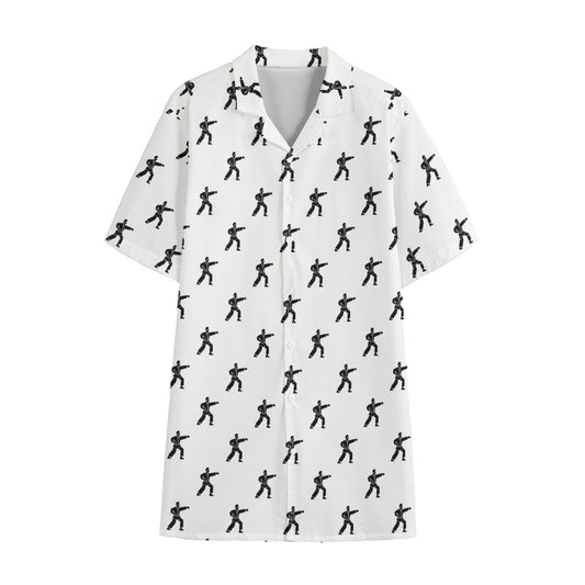 Karate Fighter Pattern Print Cotton Hawaiian Shirt