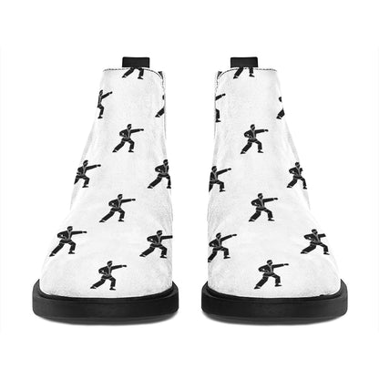 Karate Fighter Pattern Print Flat Ankle Boots