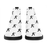 Karate Fighter Pattern Print Flat Ankle Boots