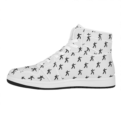 Karate Fighter Pattern Print High Top Leather Sneakers