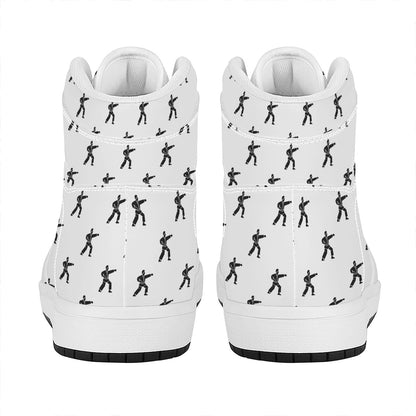 Karate Fighter Pattern Print High Top Leather Sneakers