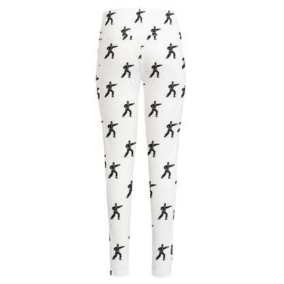 Karate Fighter Pattern Print High-Waisted Pocket Leggings