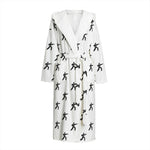 Karate Fighter Pattern Print Hooded Bathrobe