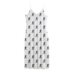 Karate Fighter Pattern Print Jersey Midi Cami Dress