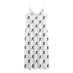 Karate Fighter Pattern Print Jersey Midi Cami Dress
