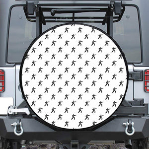 Karate Fighter Pattern Print Leather Spare Tire Cover