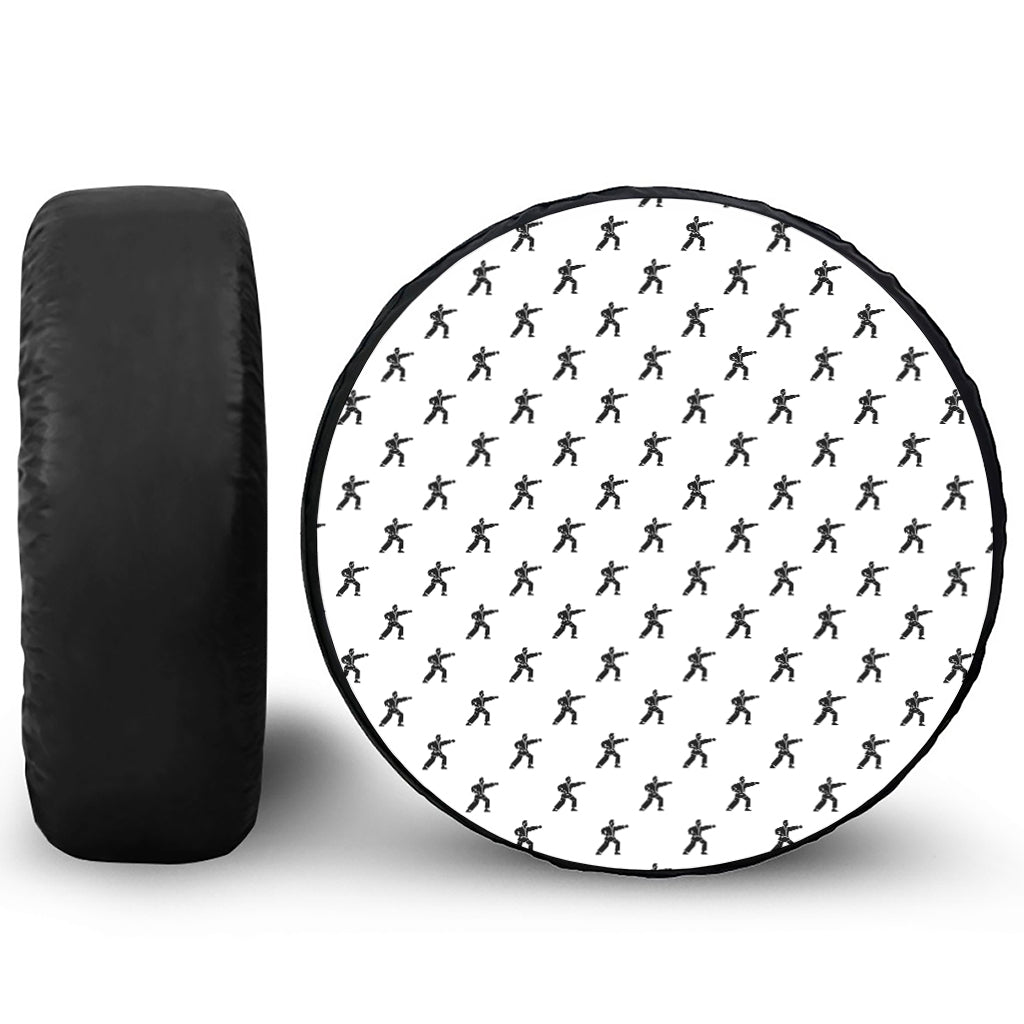 Karate Fighter Pattern Print Leather Spare Tire Cover