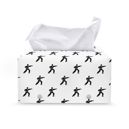Karate Fighter Pattern Print Leather Tissue Box Cover