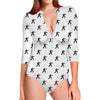 Karate Fighter Pattern Print Long Sleeve Swimsuit