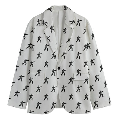 Karate Fighter Pattern Print Men's Cotton Blazer