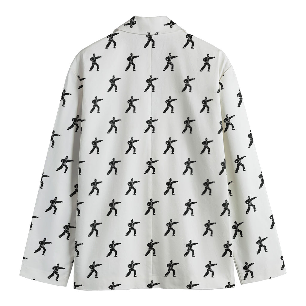 Karate Fighter Pattern Print Men's Cotton Blazer