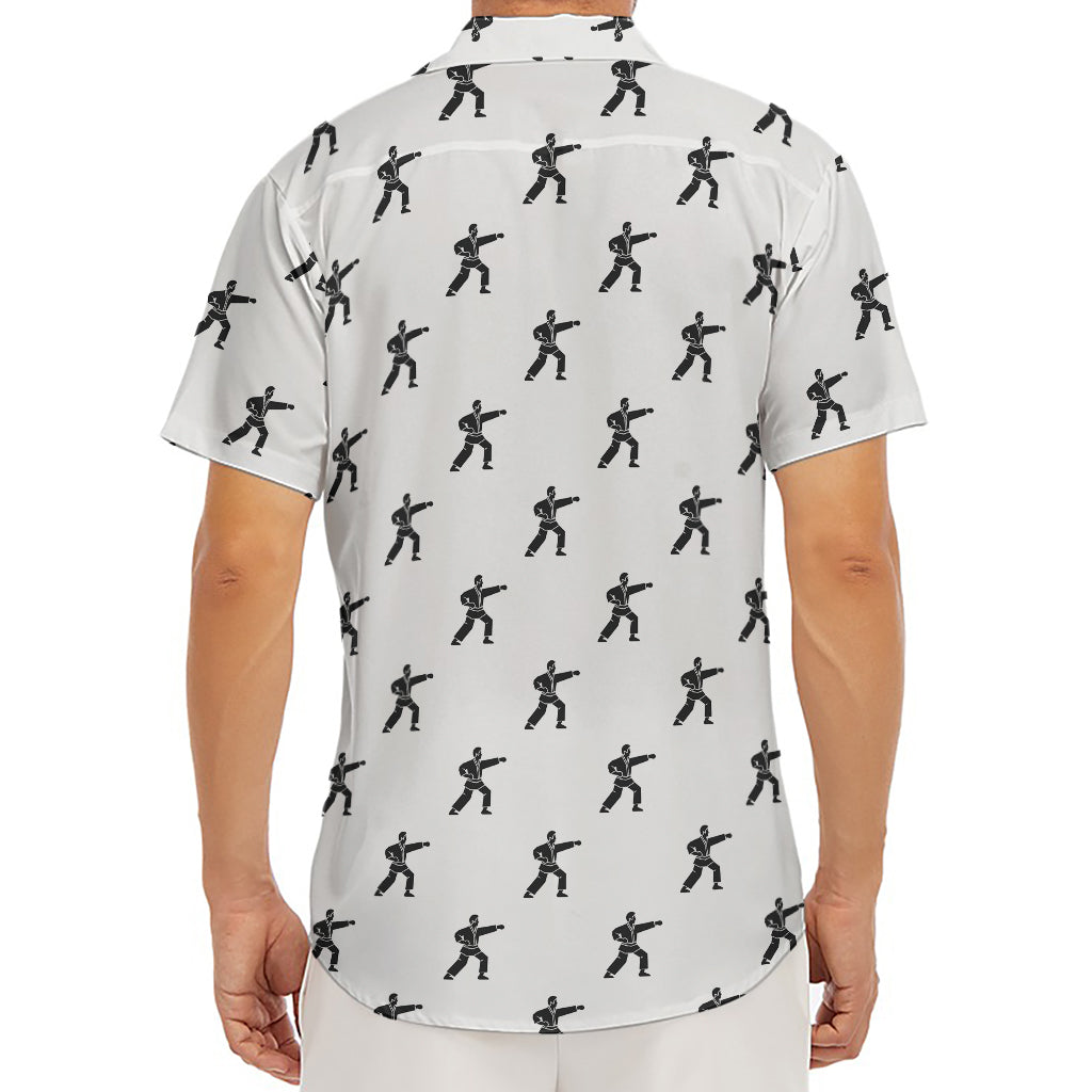 Karate Fighter Pattern Print Men's Deep V-Neck Shirt