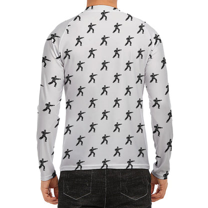 Karate Fighter Pattern Print Men's Long Sleeve Rash Guard