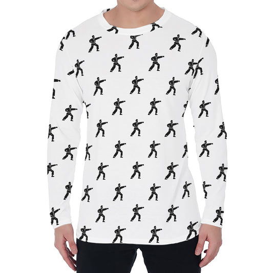 Karate Fighter Pattern Print Men's Long Sleeve T-Shirt