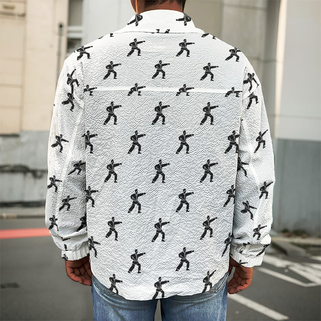 Karate Fighter Pattern Print Men's Shirt Jacket