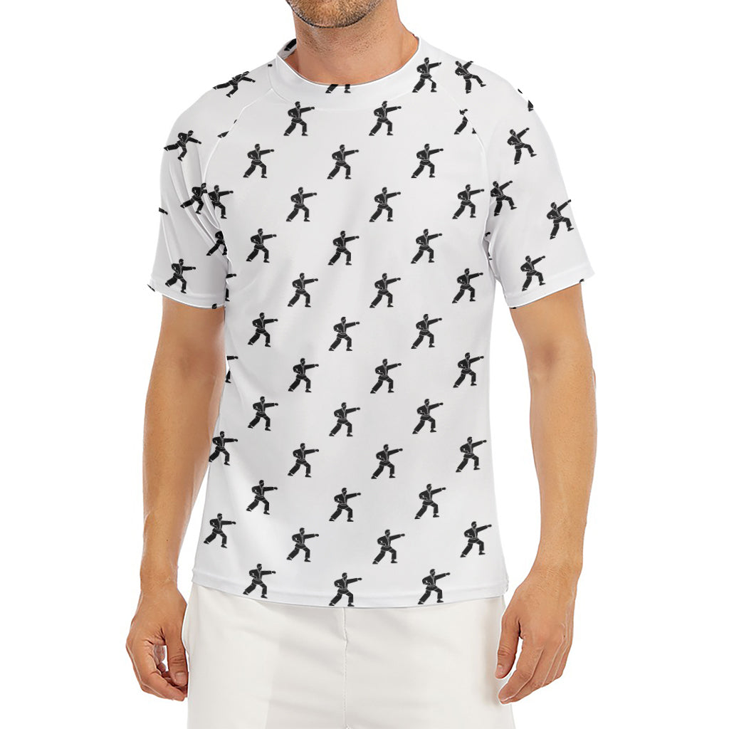 Karate Fighter Pattern Print Men's Short Sleeve Rash Guard