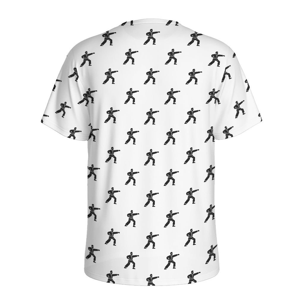 Karate Fighter Pattern Print Men's Sports T-Shirt