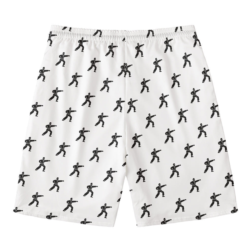 Karate Fighter Pattern Print Men's Swim Trunks