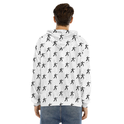 Karate Fighter Pattern Print Men's Velvet Pullover Hoodie