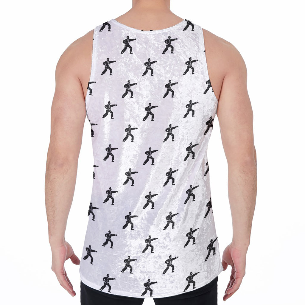 Karate Fighter Pattern Print Men's Velvet Tank Top