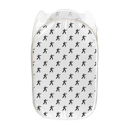 Karate Fighter Pattern Print Mesh Laundry Hamper