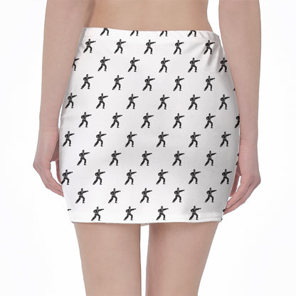 Karate Fighter Pattern Print Pencil Mini Skirt