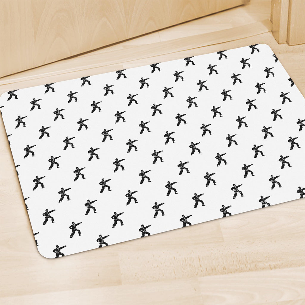 Karate Fighter Pattern Print Polyester Doormat