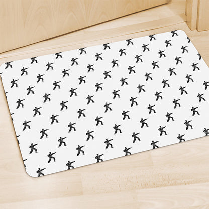 Karate Fighter Pattern Print Polyester Doormat