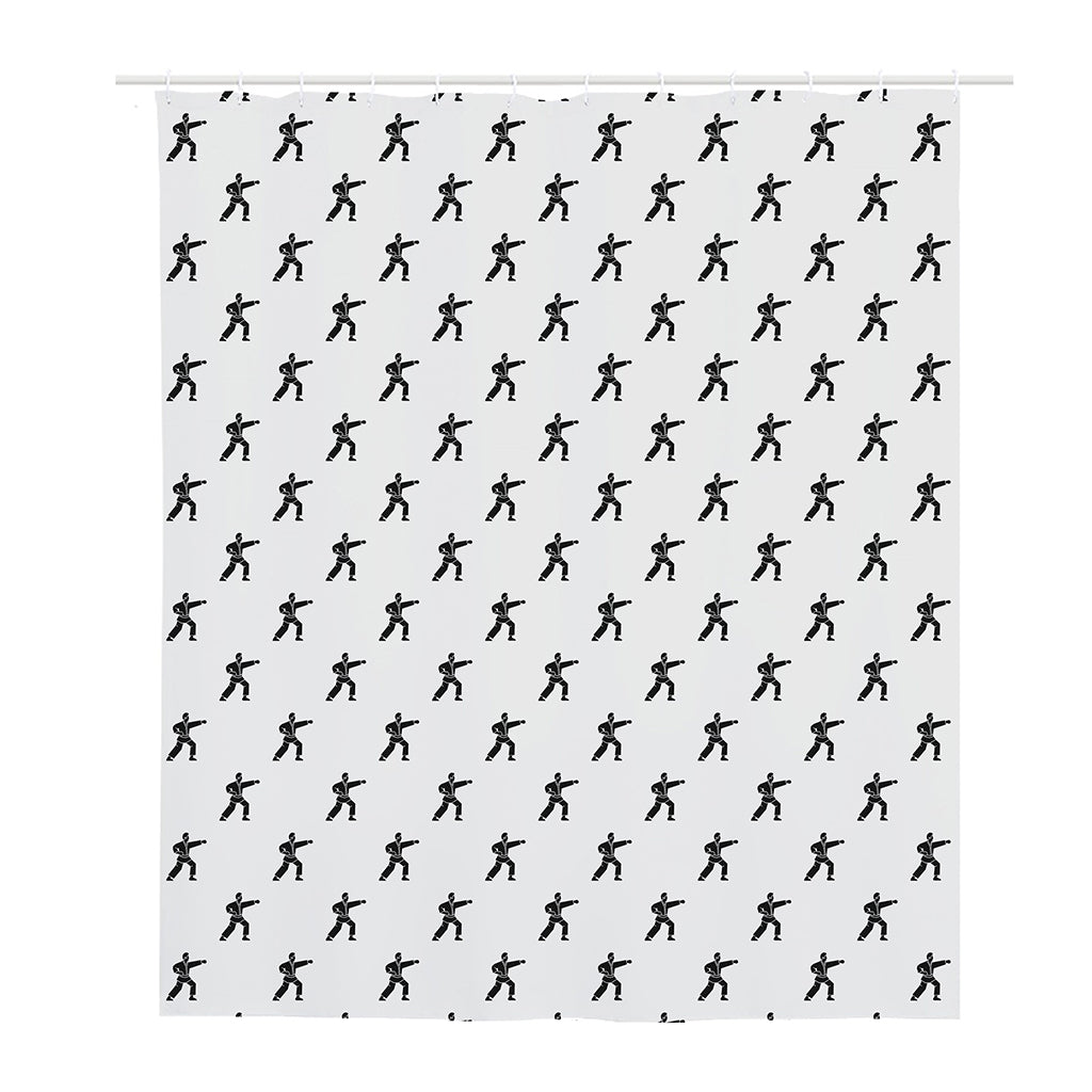 Karate Fighter Pattern Print Polyester Shower Curtain