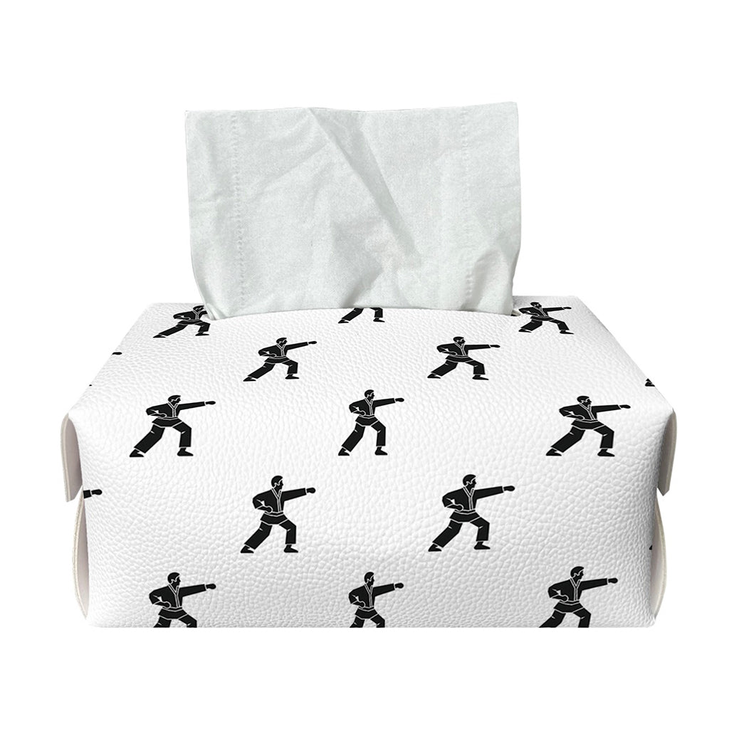 Karate Fighter Pattern Print Rectangle Tissue Box Cover