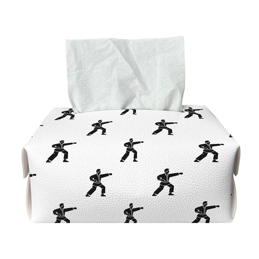 Karate Fighter Pattern Print Rectangle Tissue Box Cover
