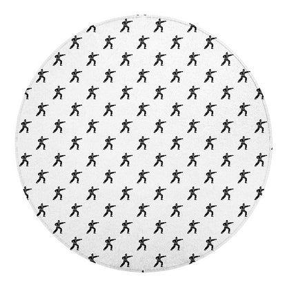 Karate Fighter Pattern Print Round Blanket