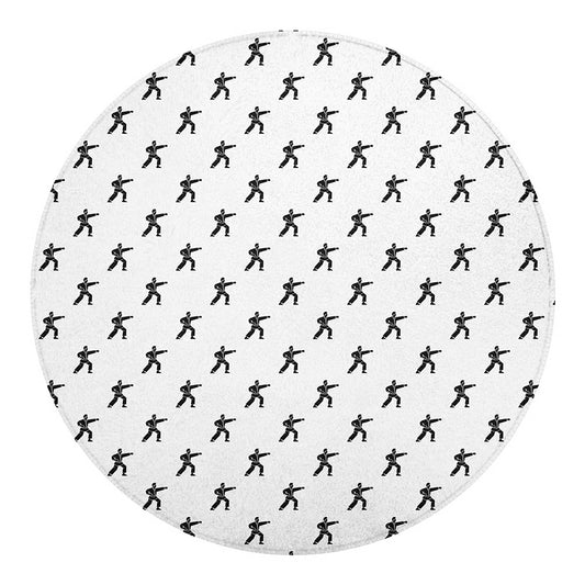 Karate Fighter Pattern Print Round Blanket
