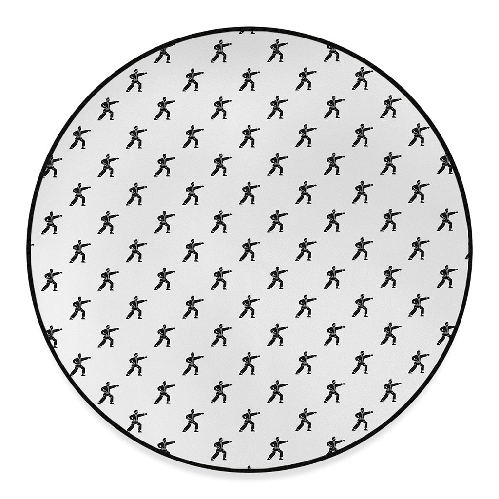 Karate Fighter Pattern Print Round Floor Mat