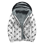 Karate Fighter Pattern Print Sherpa Lined Zip Up Hoodie