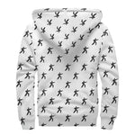 Karate Fighter Pattern Print Sherpa Lined Zip Up Hoodie