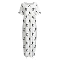 Karate Fighter Pattern Print Short Sleeve Long Nightdress